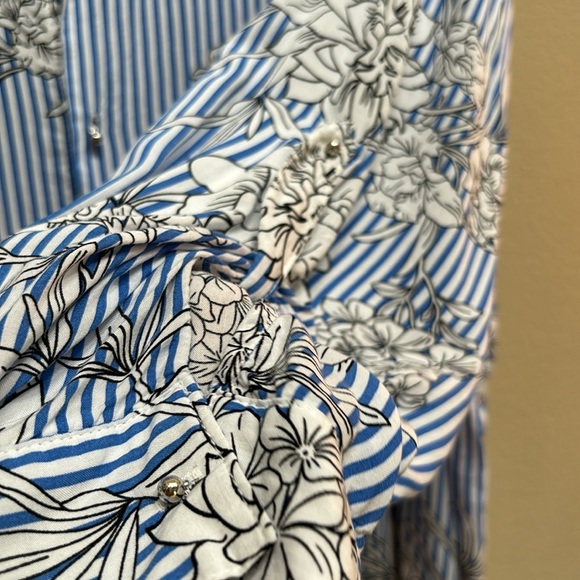 Grand & Greene Striped Flower Button Down Metal ball Detail - Picture 3 of 5